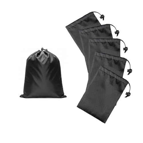 6-Pack Nylon Drawstring Bags with Toggle Closure - Multi-Size Cinch Sack Set for Travel Luggage Organization, Gym Gear, Shoe Storage, and Folding Blind Cane Pouch - Ditty Bags (10 x 13 Inch) - size: 10 x 13 Inch