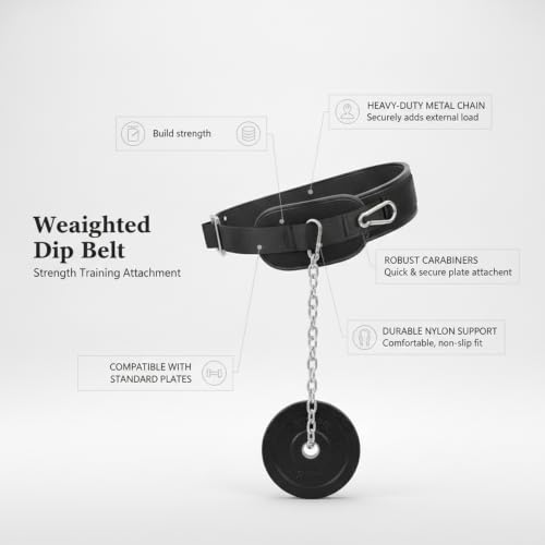 Home Gym Pull Up Station Accessory: Weighted Dip Belt with Heavy Duty Iron Chain for Strength Training - size: 3.94 x 3.15 x 3.15 in
