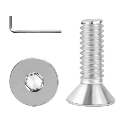 3/8-16x1 Flat Head Socket Cap Screws Bolts 30pcs HS/JXLS-03 | 304 Stainless Steel, UNC Coarse Full Thread, Equipped with Phillips Bit, for DIY, for Repair, Install Furniture Screws - size: 3/8-16x1"