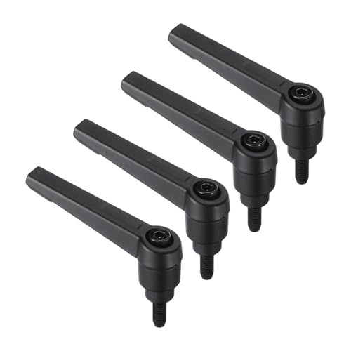 uxcell 4pcs Clamping Lever Handles, M5 x 16mm Black Oxide Carbon Steel Threaded Male Stud, Adjustable Handles Locking Quick Release Ratchet Push Button Bolt Knobs, Black - size: M5 x 16mm
