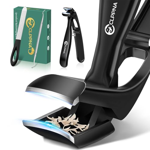 Toenail Clippers for Seniors, 2026 Upgrade Angled Head Nail Clippers for Men with Catcher, CLPPNA Ergonomic Toenails Clipper for Thick Toenails Long Handle, Sharp Wide Jaw Fingernail Clippers Adult - style: 3PCS(2025 Angled Black ）