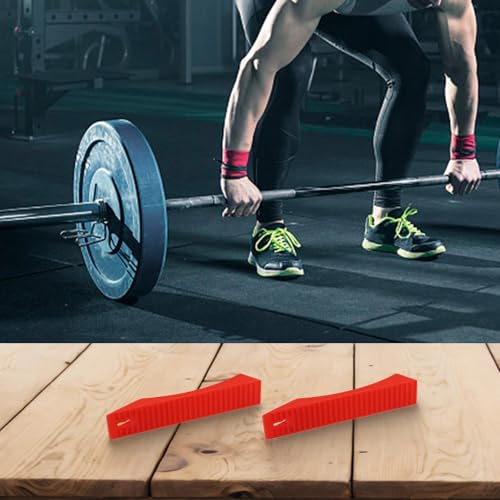Silicone Deadlift Wedge Blocks 2 Pcs for Weight Lifting and Powerlifting, Non-Slip Barbell Plate Loading Pads, Lightweight Material for Easy Plate Changes(Red) - size: Red