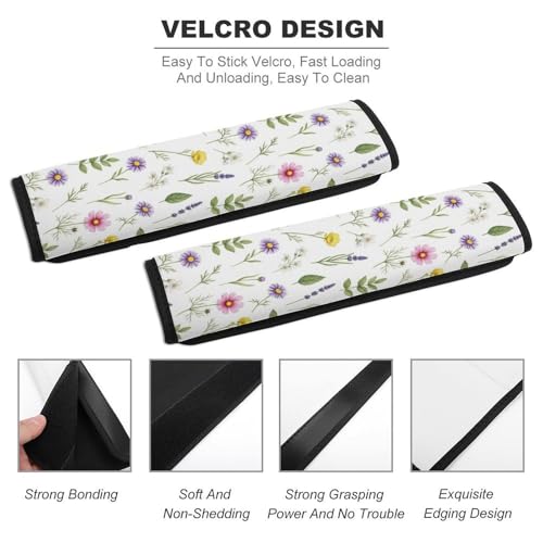 2 Pack Watercolor Wildflowers Car Seat Belt Pad Universal Soft and Comfortable Harness Pads Strap for Adult Use, Most Cars, Easy Install (No Tool) - color: Pattern 436