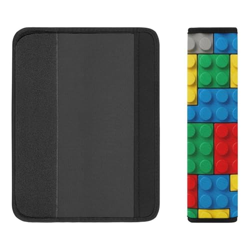 2 Pack Construction Colorful Bedding Brick Red Yellow Green Blue Grey Seat Belt Shoulder Pad Breathable Shoulder Harness Cover for Child, All Vehicles, Neck and Shoulder Support - color: Pattern 986