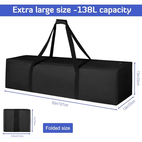 INFANZIA 50in Large Travel Duffel Bag, 600D Water Resistant Foldable, 138L | Sport Luggage Bag with Upgrade Zipper, Foldable Equipment Storage Bag, for Moving Camping Tent Tripod Fishing - size: 50x13x13 inch