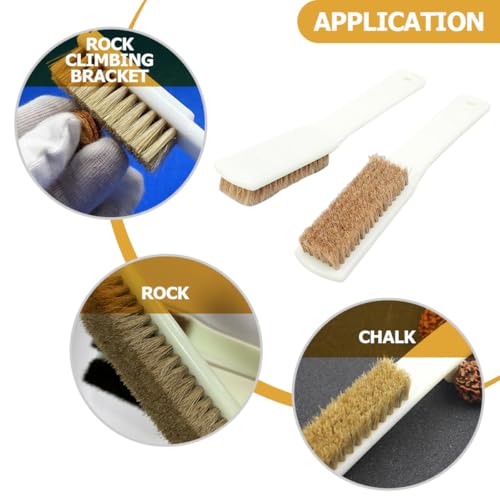 DOITOOL 2pcs Bouldering Stone Cleaning Brush with Stiff Boar Bristles and Sturdy Handle, Portable Outdoor Rock Climbing Brush for Chalk Hold Maintenance and Crevice Cleaning