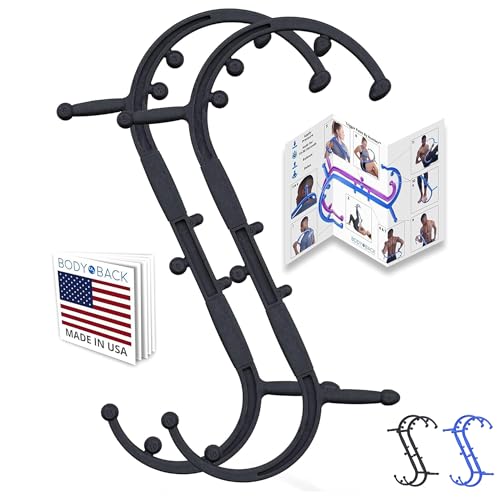 Body Back Buddy Elite FSA Eligible Trigger Point Massage Tool, Neck and Back Massager Handheld, Manual Self Massager, Massage Cane, Muscle Knot Remover with Instructions, 2-Pack Bundle (Black) - color: Black, size: Elite Bundle
