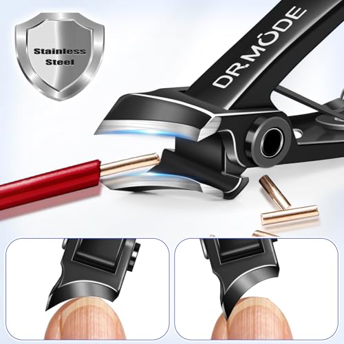 Toenail Clippers for Thick Toenails for Seniors | Heavy Duty Toe Nail Clippers for Men Thick Ingrown Nails with Wide Jaw, Slanted Curved Large Fingernail Clipper Cutter -Black - size: Big