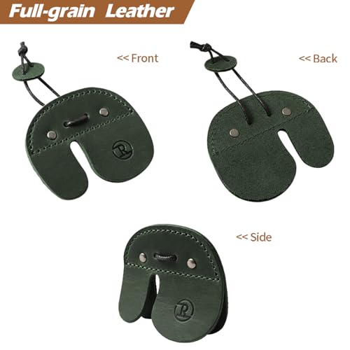 Leather Archery Finger Tabs,Handmade Archery Finger Guard for Shooting Practice Gear, Recurve Bow Fingers Tab - color: Green