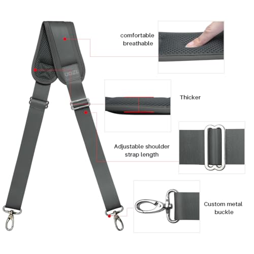 59 Inch Shoulder Straps, Soft with Ultra-Thick Fixed Shoulder Pad, Two Way Independently Adjustable Buckle Replacement Straps for Laptop Bag Messenger Bag Tool Bag Luggage,Deep Gray - color: Deep Gray, size: 59 inch