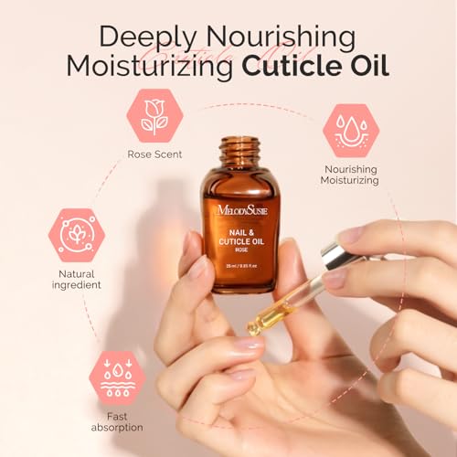 MelodySusie Cuticle Remover Kit,Cuticle Remover Cream and Oil 25ML | Cuticle Nipper,Trimmer Pusher,Nail File and Brush for Cuticle Softener & Moisturize Manicure Kit for Nail Care Rose - size: 7Pcs Rose