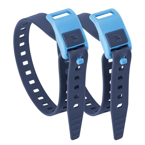 2-Pack Stiff TPU Utility Straps, 80kgf for Bike Moto Ski | 8-Figure Lock, 360° Wrap, Rigid TPU,-40~140°F, Connectable, Grey - color: Midnight Blue