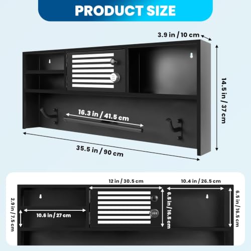 Police Gear Rack with Password Lock Safe & Dual-Hook for Gun Storage | Wall Mounted Tactical Duty Gear Rack Decor with Flag, Heavy-Duty Police Vest Hanger for Vest, Belt & Valuables
