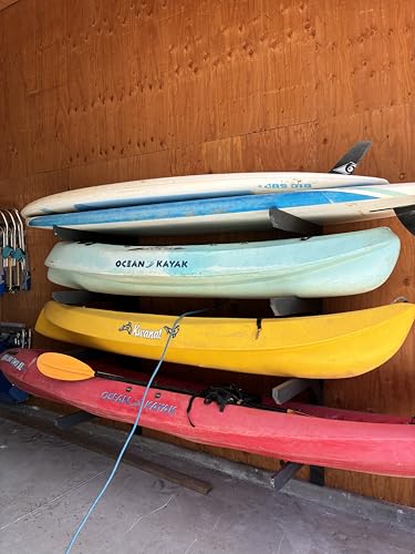 ReRackiT - Outdoor or Indoor Wall Mounted Kayak Rack, SUP Rack, Canoe Rack - Stackable - size: 1 Rack - (For Kayaks/SUPs)
