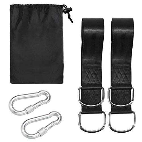 Tree Swing Straps, 2 PCS Hanging Kit 5ft Straps Holds 2200 lbs with 2 Safer Lock Snaps Perfect for Swing Seat, Plank, Hammock - color: 150cm straps with Carabiner