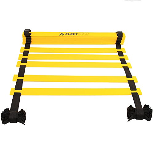 Crown Sporting Goods Fleetfoot Speed & Agility Training Ladder – 6, 10, 16, or 20 Rung Rope Equipment for Athletic Footwork & Sports Drills (3m / 6 Rungs)