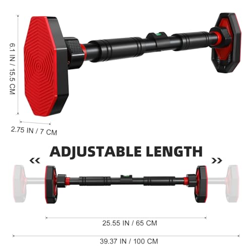 Pull Up Bar for Doorway, Strength Training Chin Up Bar with Level Meter Adjustable 25.5"- 39.3" Width Locking Mechanism Pull-up Bars, No Screws, Max Load 440lbs for Home Gym Door Frame Workout