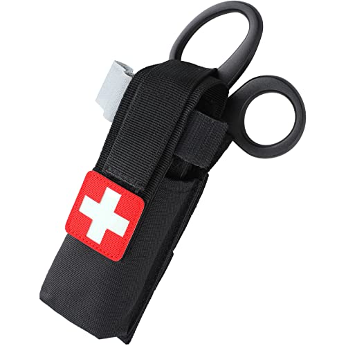 LIVANS Molle Tourniquet Holder, Tactical Shears Pouch, IFAK Scissor Holster | Medical Shear Holder, EMT Scissor Bag Fit for Tourniquet, Folding Knife, Tactical Flashlight, Pistol Mag Pouch Small Tool Bag - color: Black