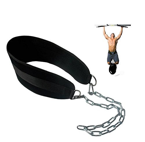 Pull-up Belt Weighted Dip Belt with Chain Double D-ring Weightlifting Back Support Strap Home Gym Equipment Waist Belt - color: Double D-ring