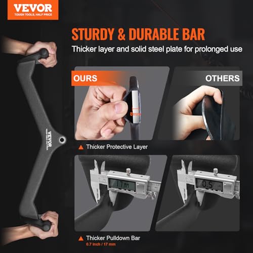 VEVOR LAT Pulldown Attachments, Cable Machine Rowing T-bar V-bar Tricep Pull Down Bar, Back Strength Training Rubber Coated Handle Grip, Bicep Curl Tricep LAT Pulldown Bar for Home Gym Fitness - size: 7PCS