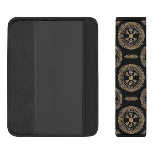 Universal Soft and Comfortable Seat Belt Cover for Adult Use, Stroller Pushchair High Chair, 2 Pack Viking Design Magical Runic Compass Shoulder Harness Cover - color: Pattern 39
