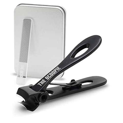 15mm Wide Jaw Stainless Steel Nail Clippers - Men & Women - Black Mini | Toenail clippers and fingernail clipper with nano fiber file, manicure pedicure set for adults, compact travel grooming tool - size: Medium