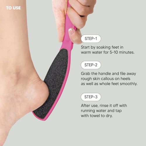 Wide Emery Foot File(Hot Pink), Double-Sided Pedicure Tool, Colossal Professional Foot File for Men & Women, Effective for Cracked Heel, Callus Remover, Foot Scrubber - color: Hot Pink