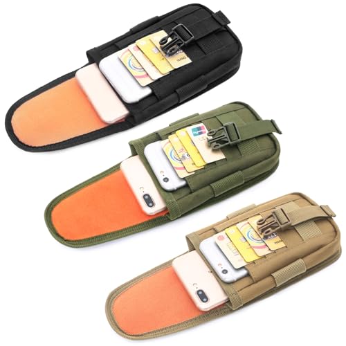 TRIWONDER Tactical Phone Pouch Molle, Smartphone Holster Bag EDC Utility Cellphone Lock Card Holder Organizer Fit for Waist Belt Case - color: 02 Green