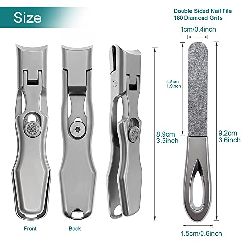 Nail Clippers for Men Thick Nails, Large Wide Jaw Opening Long Handle Heavy Duty Ultra Sharp Toe Nail Clippers with Catcher for Seniors,Adult,Women (Silver with File) - color: Silver With File