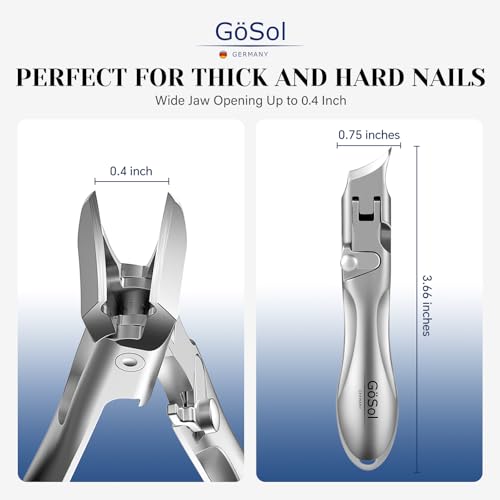 Ingrown Nail Clipper, Sharp Stainless Steel Slanted Finger Toe Nail Cutter | Angled Nail Cutter, Anti-Splash, Built-in Lock, One Handed Nail Trimmer, Curved Blades, Wide Jaw, Cuticle Trimmer, Washable - style: Slanted Nail Clipper