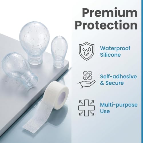 3PCS Waterproof Finger Protector&Bandage, Silicone Finger Covers for Showering, Leak-Proof Sealed Design, Reusable Finger Sleeve for Wound Protection(S&M&L&Bandage White) - size: 2white small&middle&large