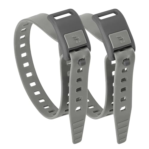 2-Pack Stiff TPU Utility Straps, 80kgf for Bike Moto Ski | 8-Figure Lock, 360° Wrap, Rigid TPU,-40~140°F, Connectable, Grey - color: Rock ash