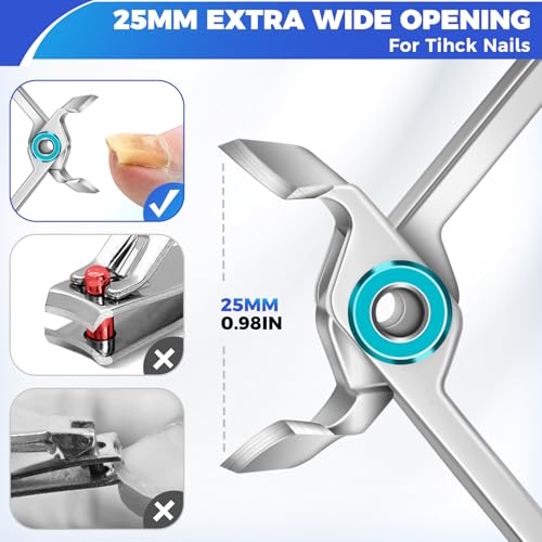 Toenail Clippers for Thick Toenails for Seniors | Heavy Duty Nail Clippers for Men Thick Ingrown Nails with Wide Jaw, Slanted Curved Large Fingernail Ingrown Toenail Clippers - size: Large