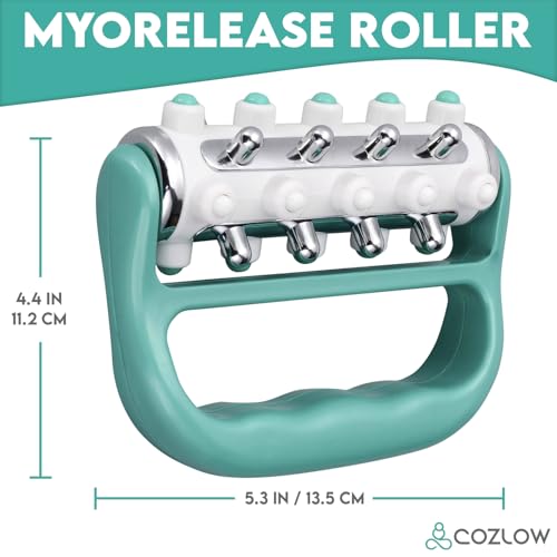 COZLOW - MyoRelease Lymphatic Drainage Massager - Green - Handheld Fascia Release + Scar Tissue Massage Roller for Shoulder, Neck, Belly, Thigh, Leg, Back, Glutes - Helps Reduce Cellulite Appearance - color: Green
