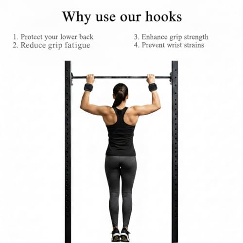 Weight Lifting Hooks with Wrist Straps – Heavy Duty Neoprene Padded Hook & Loop Closure with Palm Guard for Deadlifts, Powerlifting, Bodybuilding & Pull Ups (Pair)