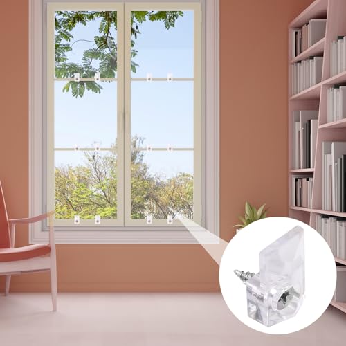 20 Set Mirror Hangers for Wall Mounting - Holders, Brackets, Hanging Clips - Clear Plastic Glass Crystal Hardware Frameless Kit