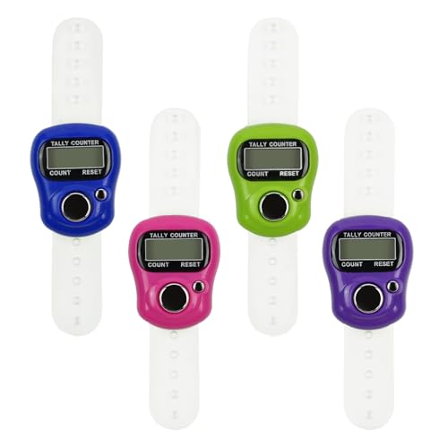 4 PCS Electronic Finger Counter, 5 Digit Number and LCD Electronic Digital Display, Resettable Hand Tally, Counting for Golf, Goods Counting, Lap, Knitting