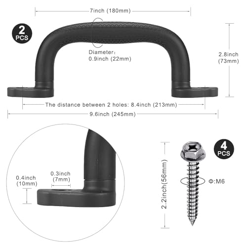 Dolibest 2-Pack Safety Handles for Swing Sets & Playsets - Monkey Bars with Anti-Skid Grip with Finger Indentations, Plastic Grab Handles, Easy Mounting for Climbing Frames, Playhouses, Treehouses - color: Black-2pcs
