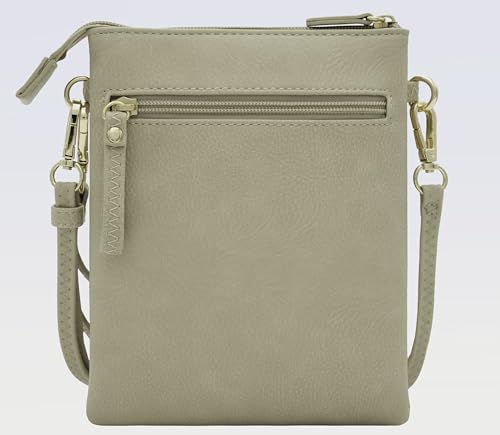 Solene Small Multi Zipper Pockets Crossbody Bag with Detachable Wristlet - color: Brick