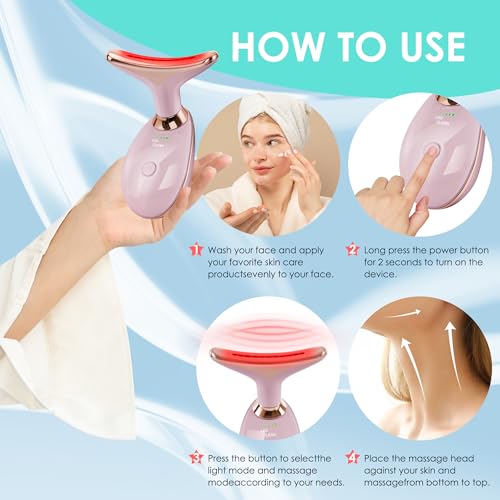 Facial Massager Red-Light-Therapy-for-Face and Neck, Face 𝖲 culpting Wand with 7 Color - Birthday, Christmas, Mothers Day, Valentines Day Gifts for Her Women Mom Best Friend Wife Teacher (Rose Gold) - color: Rose Gold
