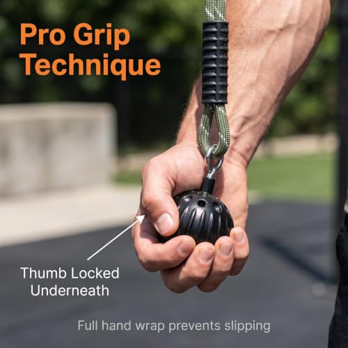 Pull Up Power Balls, Non-Slip Rock Climbing Grips, 40 Inch Rope Hand Exerciser for Chin Up Bar, Kettlebell, Barbell, Home Fitness Training