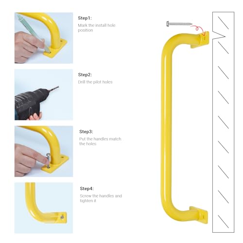 ESPETS 17 Inch 6 Pieces Yellow Outdoor Metal Safety Playground Handles | Easy-to-Install Swing Set Accessories, Playset Hand Grips, Indoor Monkey Bars, Jungle Gym, Playhouse, Climbing Frame - color: Yellow -6 Pcs