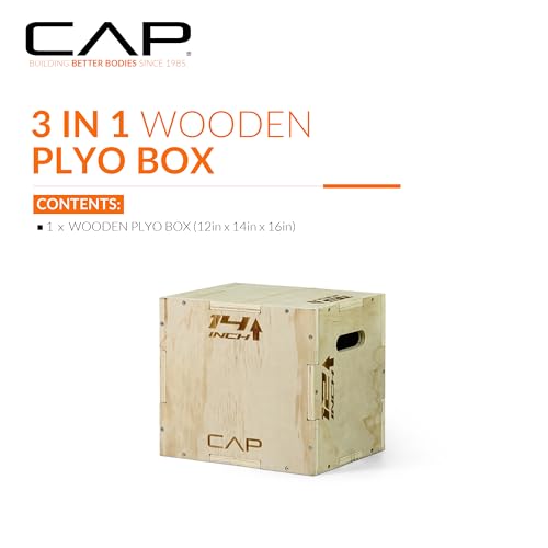 CAP Barbell 3-in-1 Plyometric Box | Multiple Styles and Sizes - size: 16in x 14in x 12in, style: WOOD