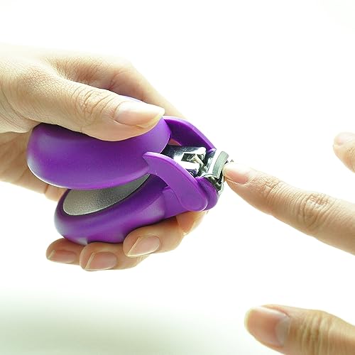 HARAC Special Needs Nail Clippers for Arthritic Hands, Senior and Kids, Adapted Nail Clipper for Fingernail and Thick Toenail, Made in Japan (Purple) - color: Purple