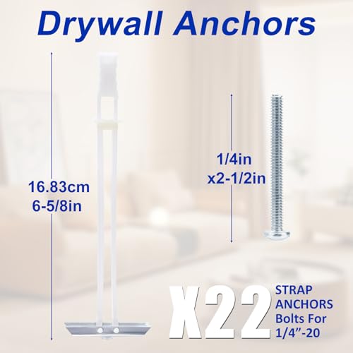 Drywall Anchor with Included Bolts for 1/4-20 Fastener Size, Wall Anchors Drywall Heavy Duty for TV Mounting, Hollow-Wall Anchors Screws Kit Holds Up to 270 Pounds Each in 1/2-in Drywall-22 Pack - size: 1/4"-20：Pack of 22