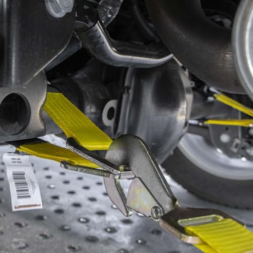 VULCAN Tie Down Axle Straps with Wear Pad - 4 Pack - Classic Yellow - 3,300 Pound Safe Working Load - size: 2" x 22" Classic Yellow (4 Pack)
