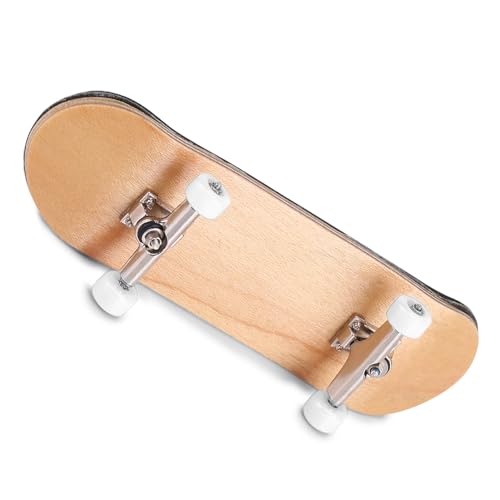 Milltrip Wooden Finger Skateboards, 1Pc Maple Wooden Alloy Fingerboard Finger Skateboards with Box Reduce Pressure Gifts (White) - color: White