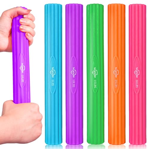 DICYWUDI Flex Therapy Bar and Grip Strength Trainers set, Physical Therapy & Resistance Bar for Golfers Elbow, Tendinitis, Wrist,Forearms Pain, Improve Grip Strength and Relieve Pain - color: Blue/Purple/Green/Orange/Pink