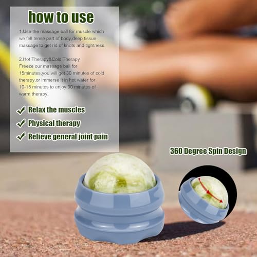 ideayard Massage Stone Jade Ball for Full Body Massage Lacrosse Ball Massager, Back Massage Tool, Self Massage Ball for Sore Muscle - color: Blue