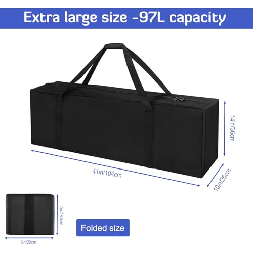 INFANZIA 41in Large Travel Duffel Bag, 600D Water Resistant Foldable, 94L | Sport Luggage Bag with Upgrade Zipper, Foldable Equipment Storage Bag, for Moving Camping Tent Tripod Fishing Umbrella - size: 41x10x14 inch